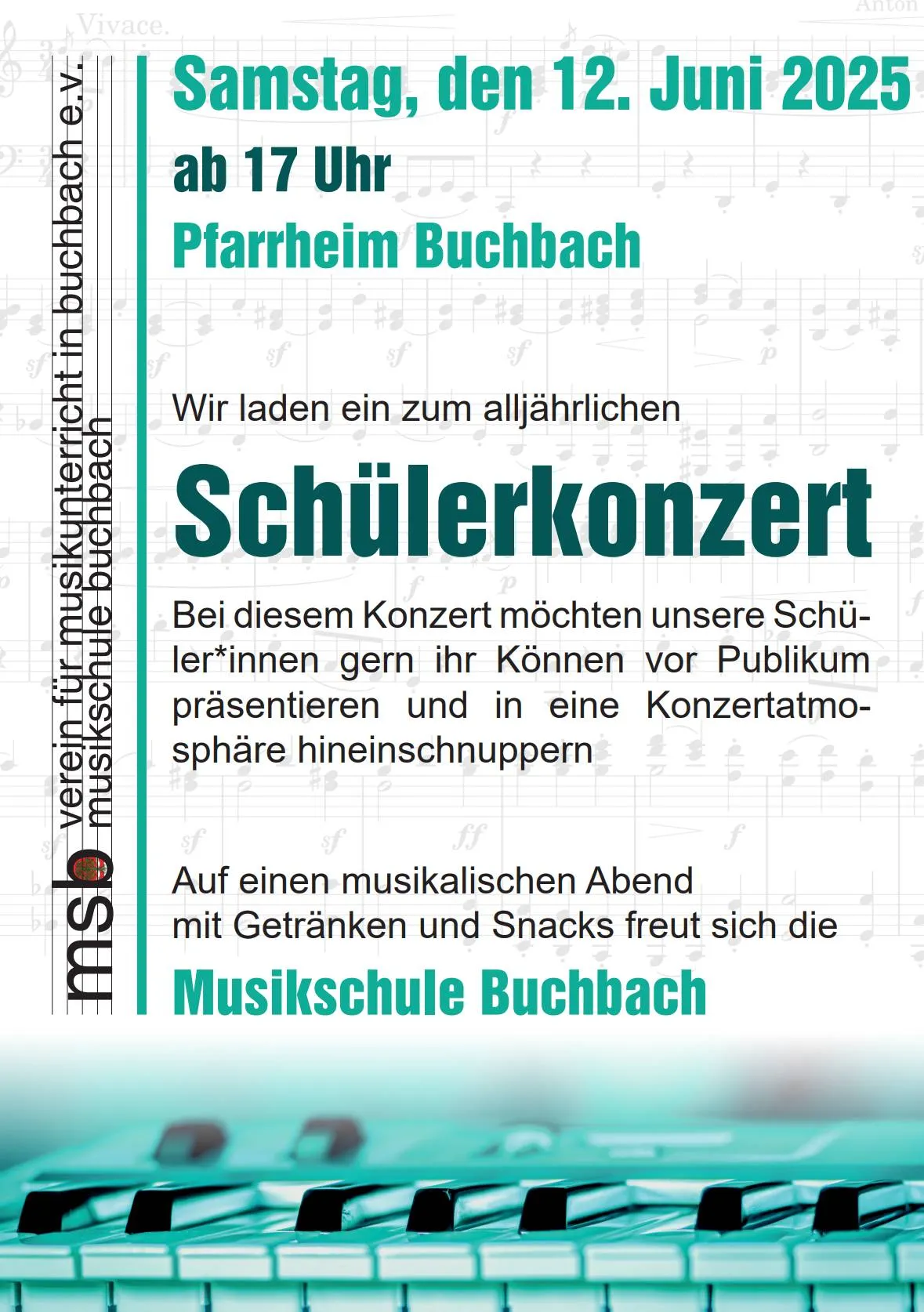 Sommerfest der Musikschule Buchbach mit Schülerkonzert
